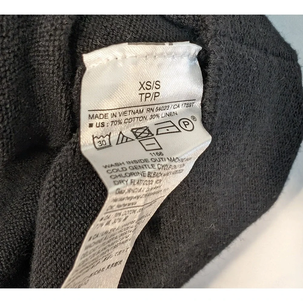 Banana Republic Black Cotton Linen Blend Polo Sweater Top 443002-04-1 XS/S